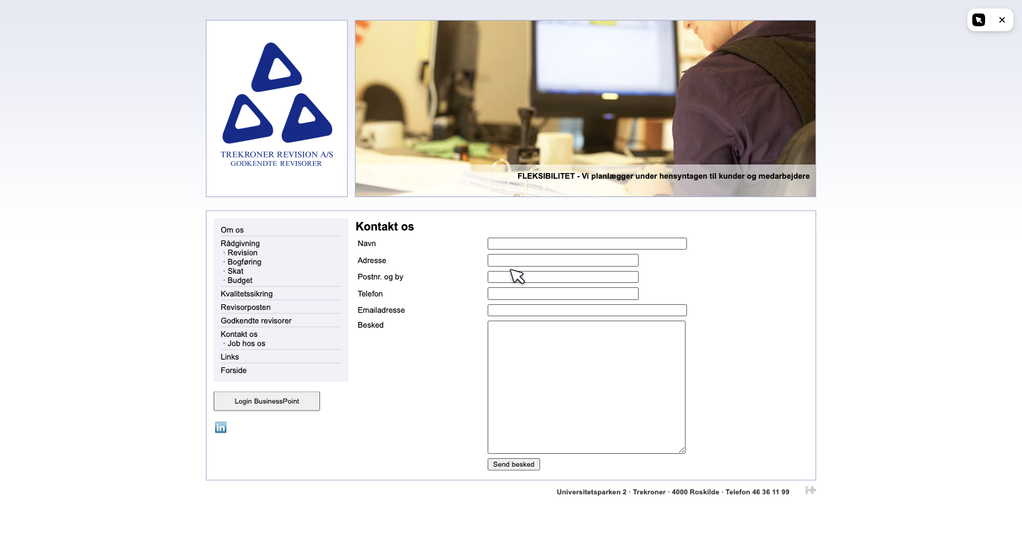 Trekroner Revisions Kontakt os-side i dag